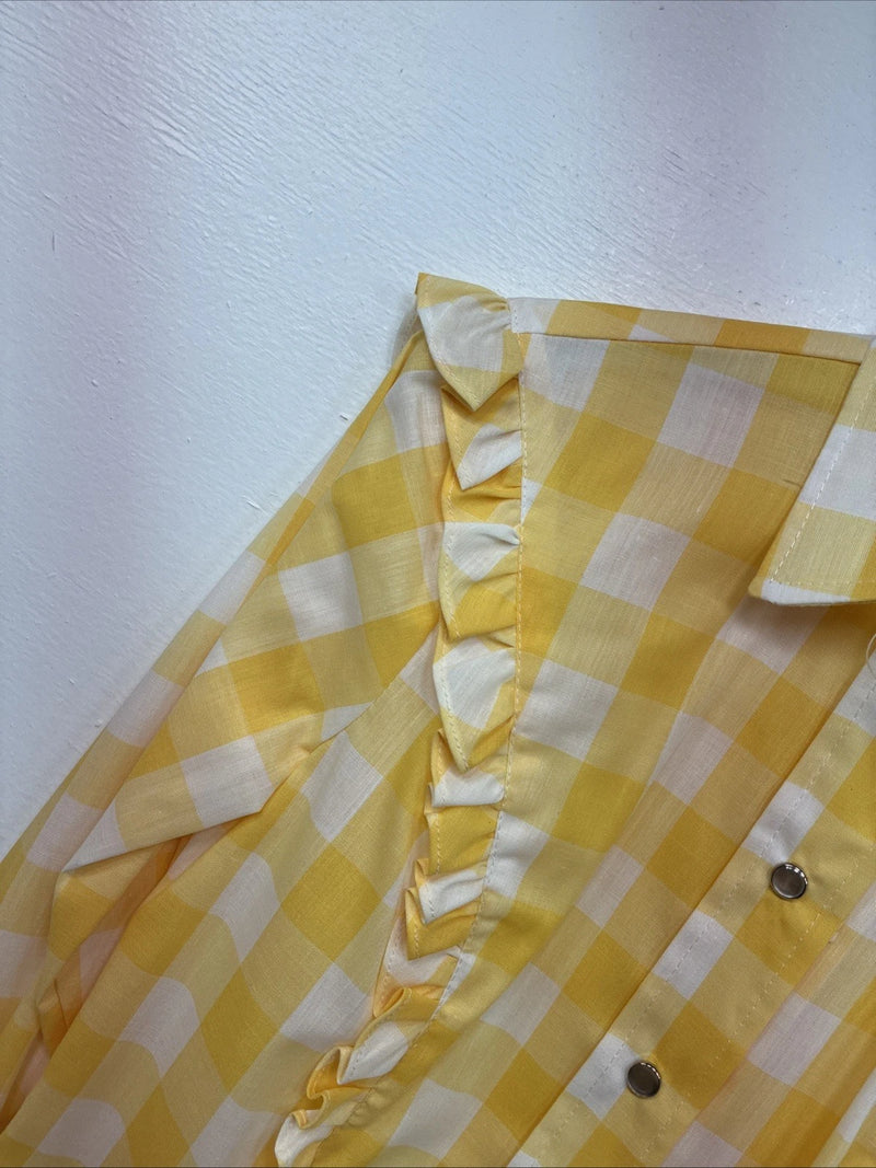Be Women’s H Bar C Yellow Checker Long Sleeve Pearl Snap Size 30 LL-111