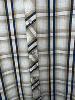 New Men’s Tan Plaid ELY 1878 Long Sleeve Pearl Snap Shirt. Large P-72