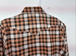 New Women’s Panhandle Slim Orange Plaid Long Sleeve Pearl Snap 10 X 32 LL-34