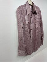 New Women’s Tem Tex Pink Deigned Long Sleeve Pearl Snap 14.5 II-5