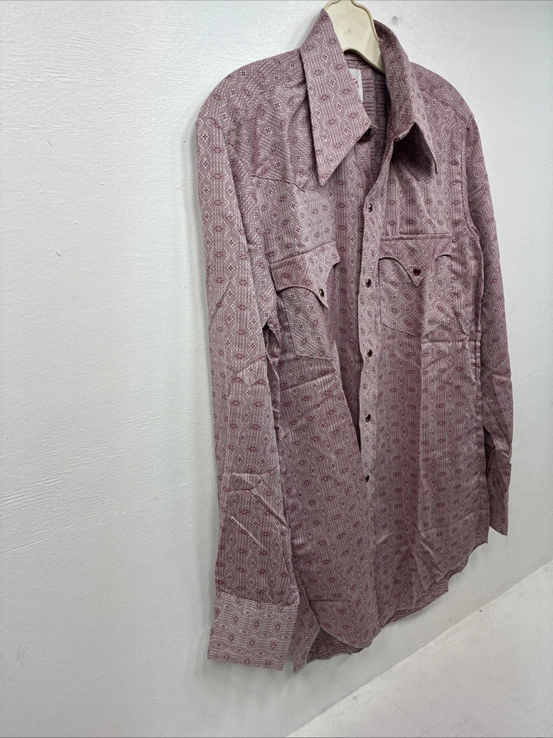New Women’s Tem Tex Pink Deigned Long Sleeve Pearl Snap 14.5 II-5
