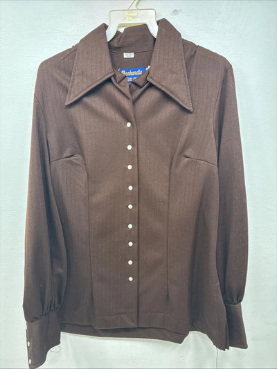 New Women’s Panhandle Slim Brown Long Sleeve Pearl Snap Size 18 KK-13