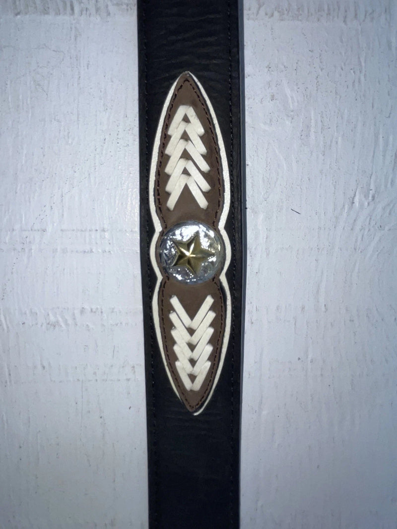 New Black Genuine Leather Double S Weaved And Pendent 30” Belt JJ-123