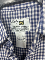 New Women’s Dickson Jenkins Blue Checker Long Sleeve Pearl Snap Size 34 GG-5