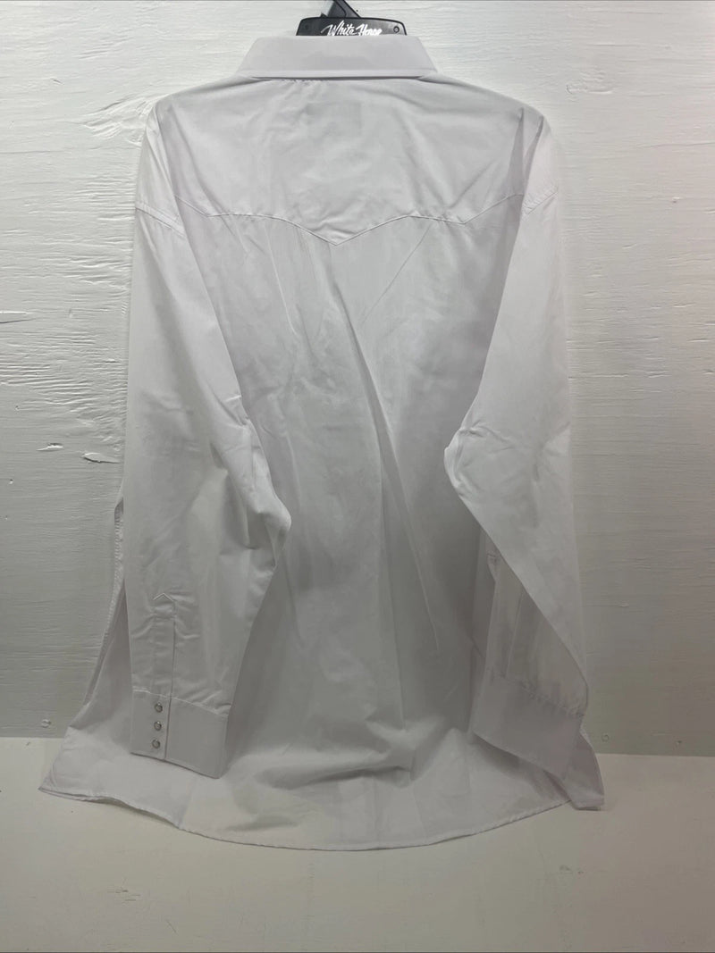 New Men’s White Horse White Long Sleeve Pearl Snap 3XL E-17
