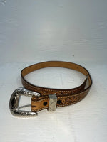 New Brown Genuine Leather Tooled 28” Belt #102 NN-19