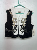 New Women’s 1849 Authentic Ranchwear White Black Show Vest Large E-604