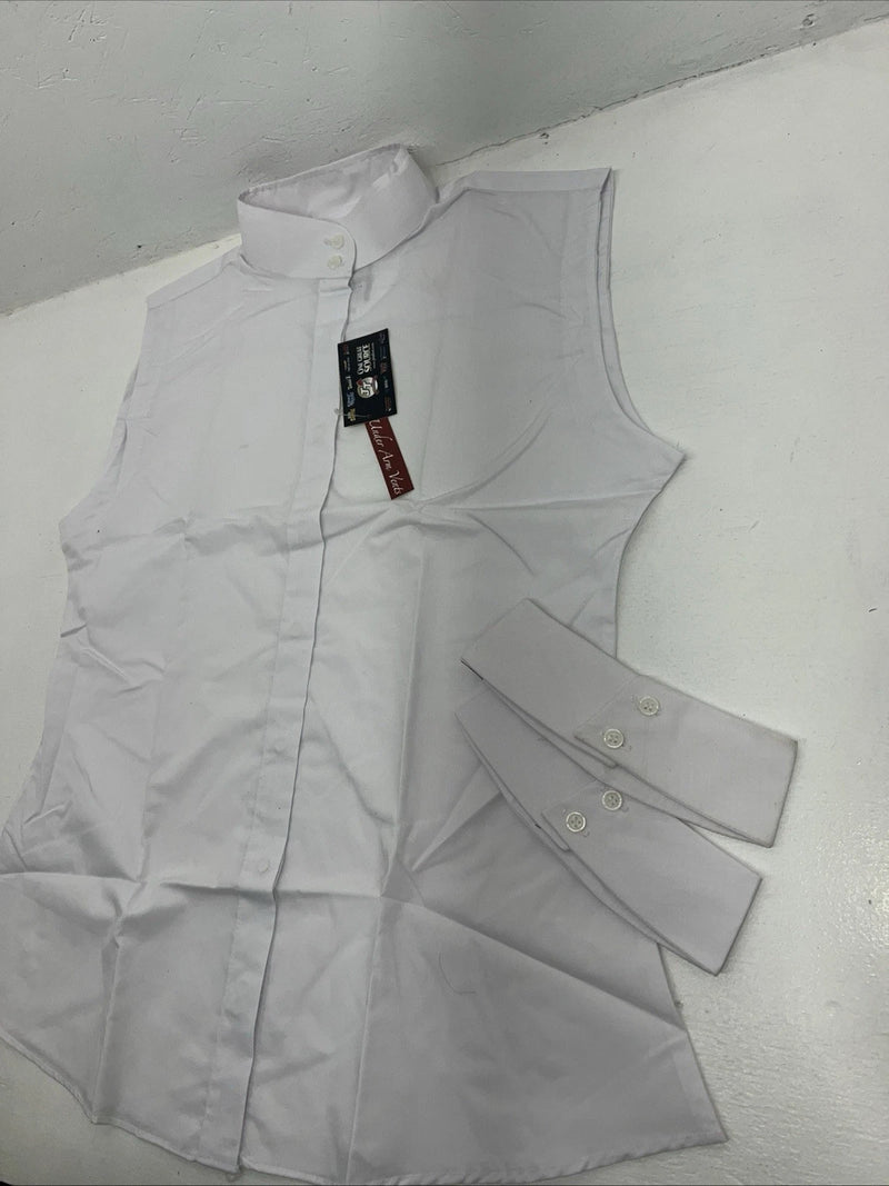 New Women’s White Sleeveless Tough 1 Comfort Riders English Shirt. 32 G-35
