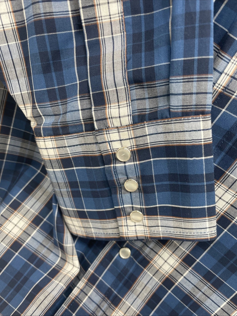 New Men’s ELY Cattleman Blue Long Sleeve Pearl Snap 3XL E-29