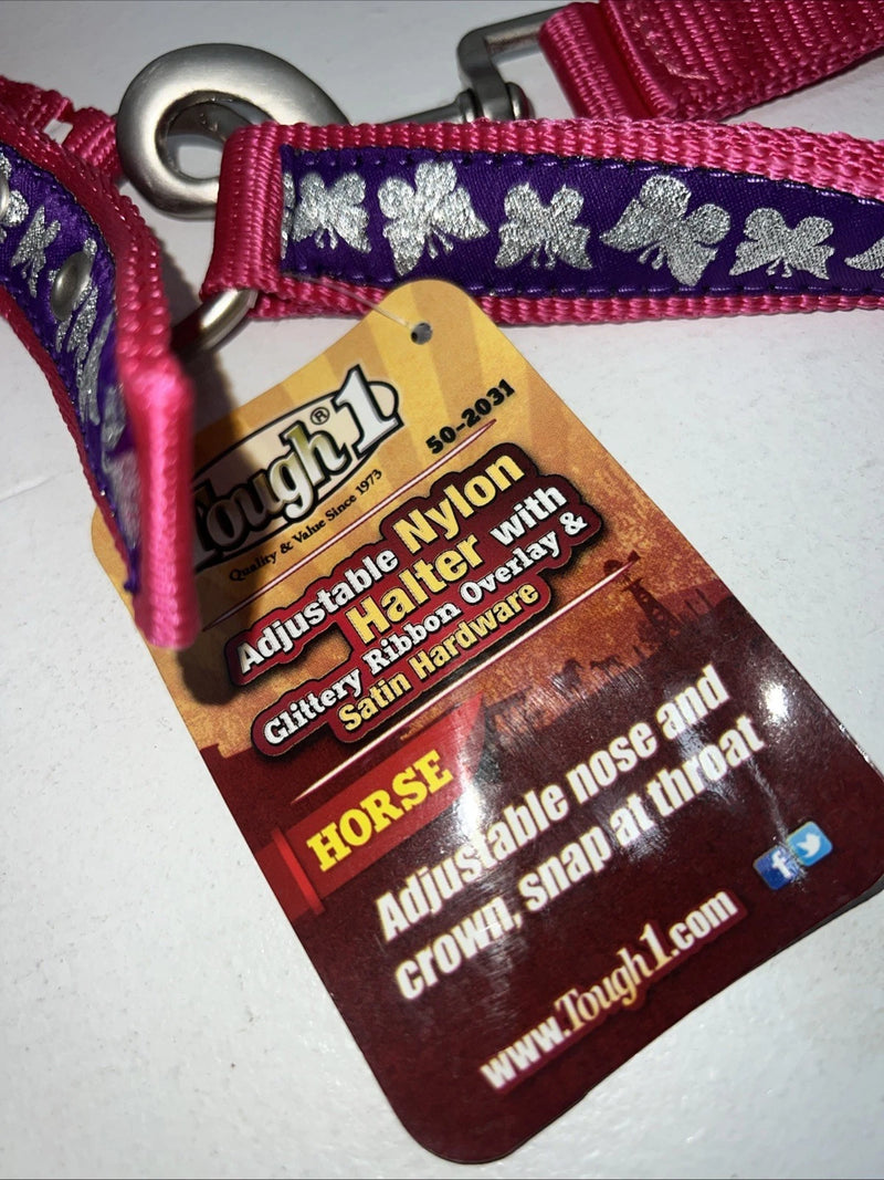 New Tough 1 Pink Purple Butterfly Nylon Full Halter #50-2031 3C-12