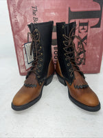 New Women’s Brown Lace Up Texas Brand Cowboy Boots. 4691 7.5 7 1/2 M. 17-62