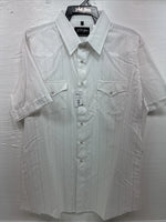 New Men’s White Horse White Stripe Short Sleeve Button Up XL T-9