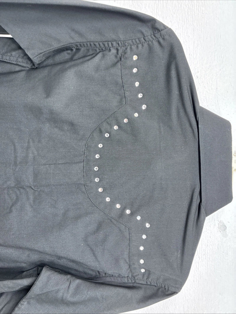 New Kids White Horse Black Gem Long Sleeve Pearl Snap Small MM-48