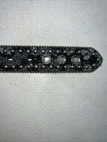 New Black Silver Blazin Roxx Genuine Leather Belt Large #N3518201 W-17