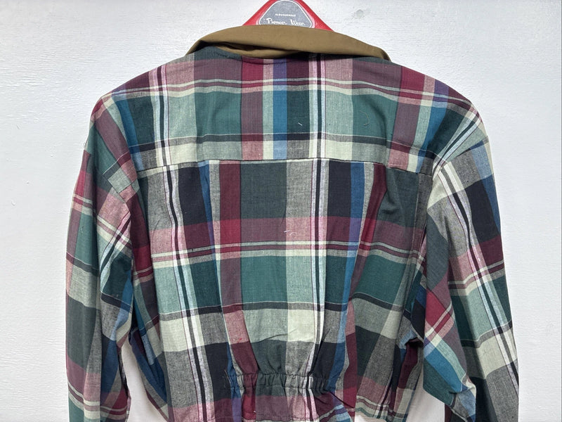 New Women’s Panhandle Slim Plaid Long Sleeve Button Up Crop Top XL MM-115