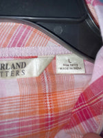New Women’s Pink Plaid Cumberland Outfitters Long Sleeve Button Up Shirt L 3B-20