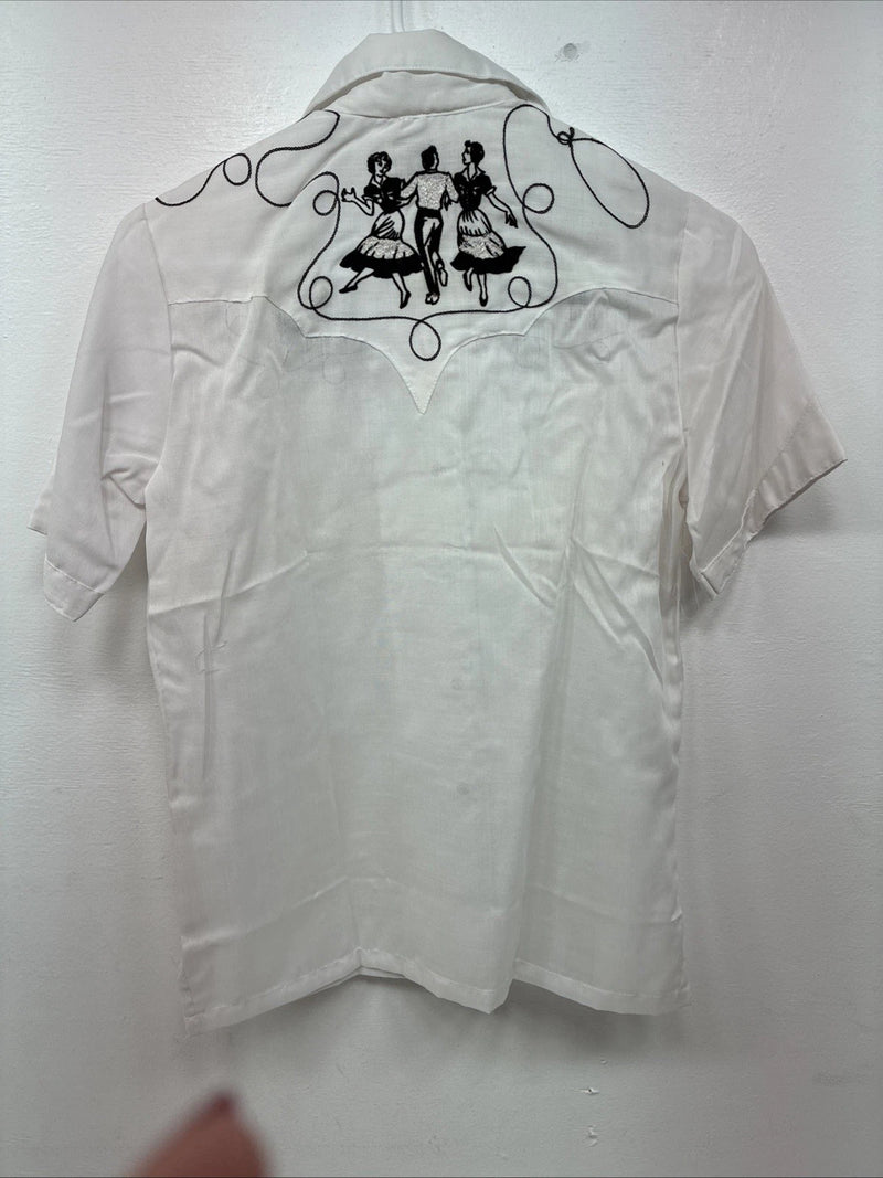 New Women’s Rockmount White Designed Short Sleeve Pearl Snap Size 32 LL-75