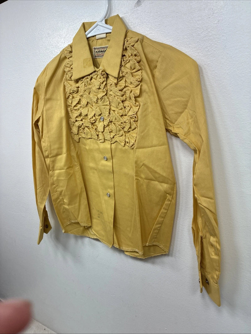 New Kids Karman Yellow Designed Long Sleeve Pearl Snap Size 10 YY-66