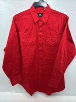 New Men’s Western Express Red Simple Long Sleeve Pearl Snap XL O-41