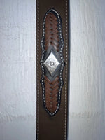 New Brown Genuine Leather 3D Weaved And Silver Pendent 28” Belt #1432 JJ-156