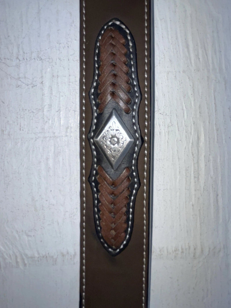 New Brown Genuine Leather 3D Weaved And Silver Pendent 28” Belt #1432 JJ-156