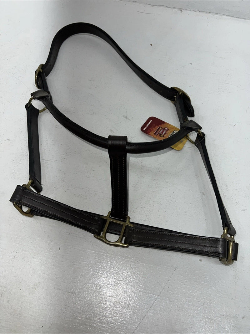 New Tough 1 Genuine Leather Brown Track Horse Halter #44-2046 W-49