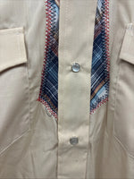 New Men’s Champion Western Tan Design Long Sleeve Pearl Snap 15 Medium X-6