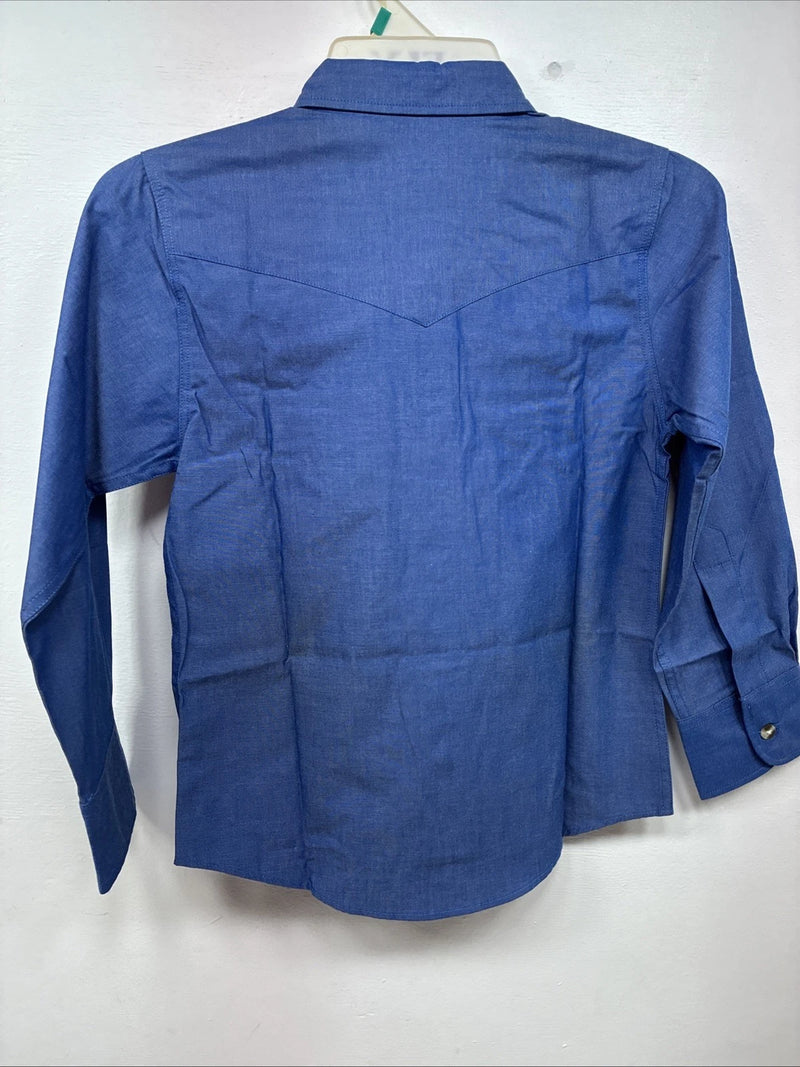 New Kids ELY Cattleman Blue Long Sleeve Button Up Small DD-134