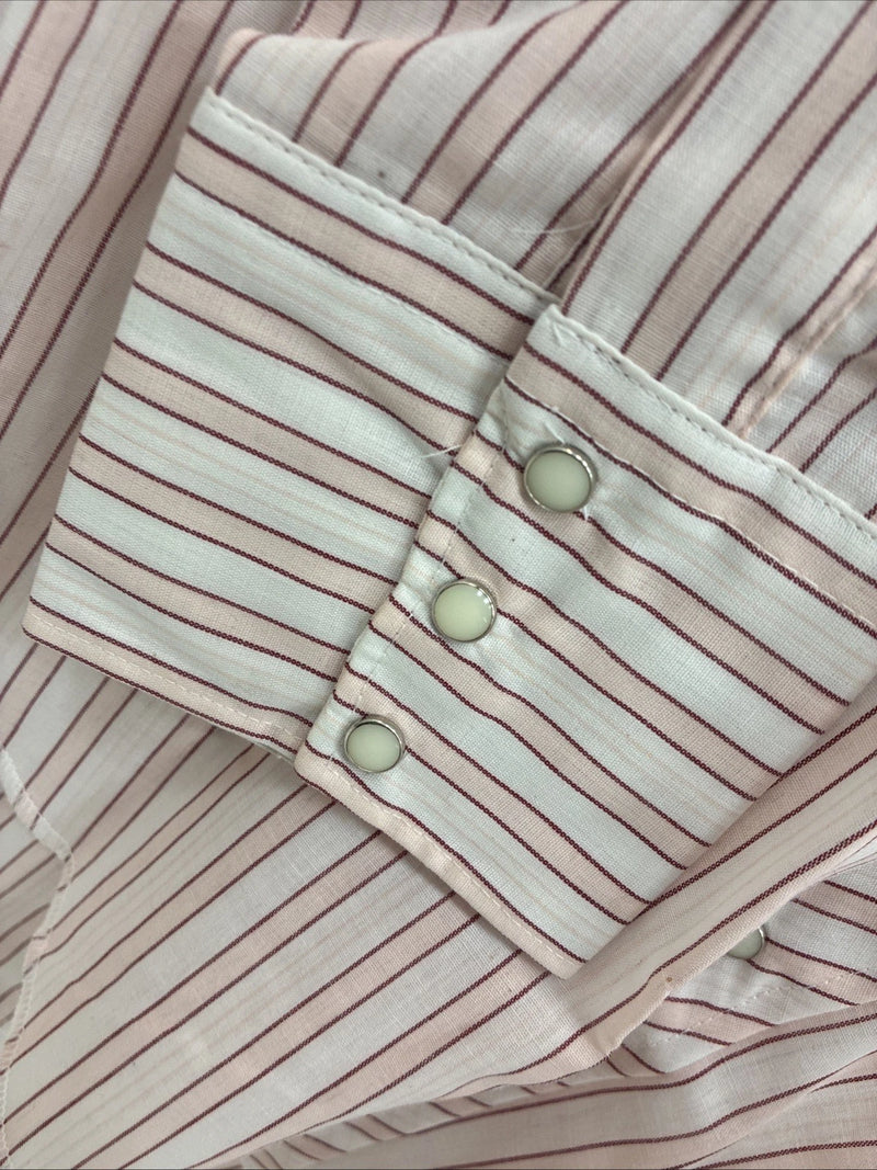 New Men’s Tem Tex Pink White Stripe Long Sleeve Pearl Snap 16 X 33 Large M-25