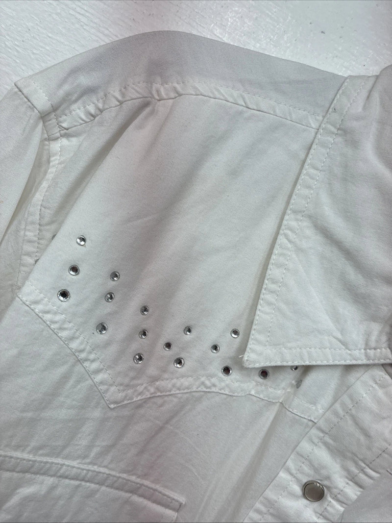 New Women’s Cumberland White Gem Long Sleeve Pearl Snap 2XL LL-82
