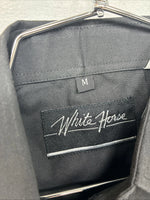 New Kids White Horse Black Long Sleeve Pearl Snap Medium YY-54