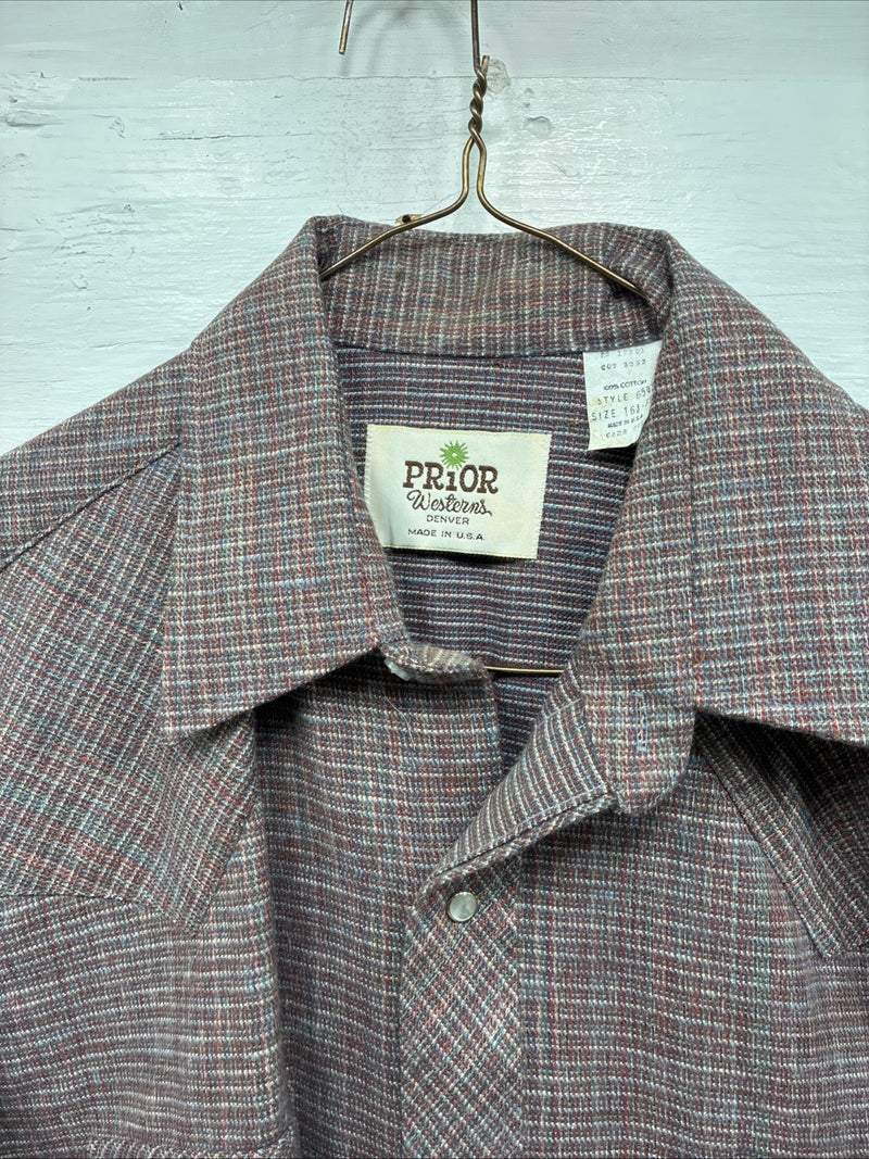 New Men’s Prior Multicolor Long Sleeve Pearl Snap 16.5 Large K-72