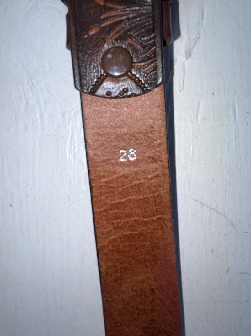 New Brown Genuine Leather Double S Tooled Fish 26” Belt #3012802 JJ-145