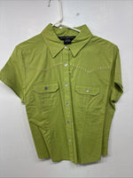 New Women’s Gordon James Green Short Sleeve Button Up Large KK-75