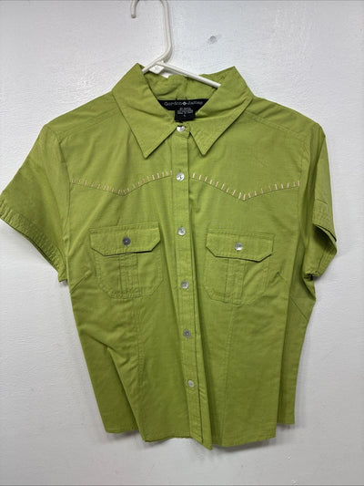 New Women’s Gordon James Green Short Sleeve Button Up Large KK-75