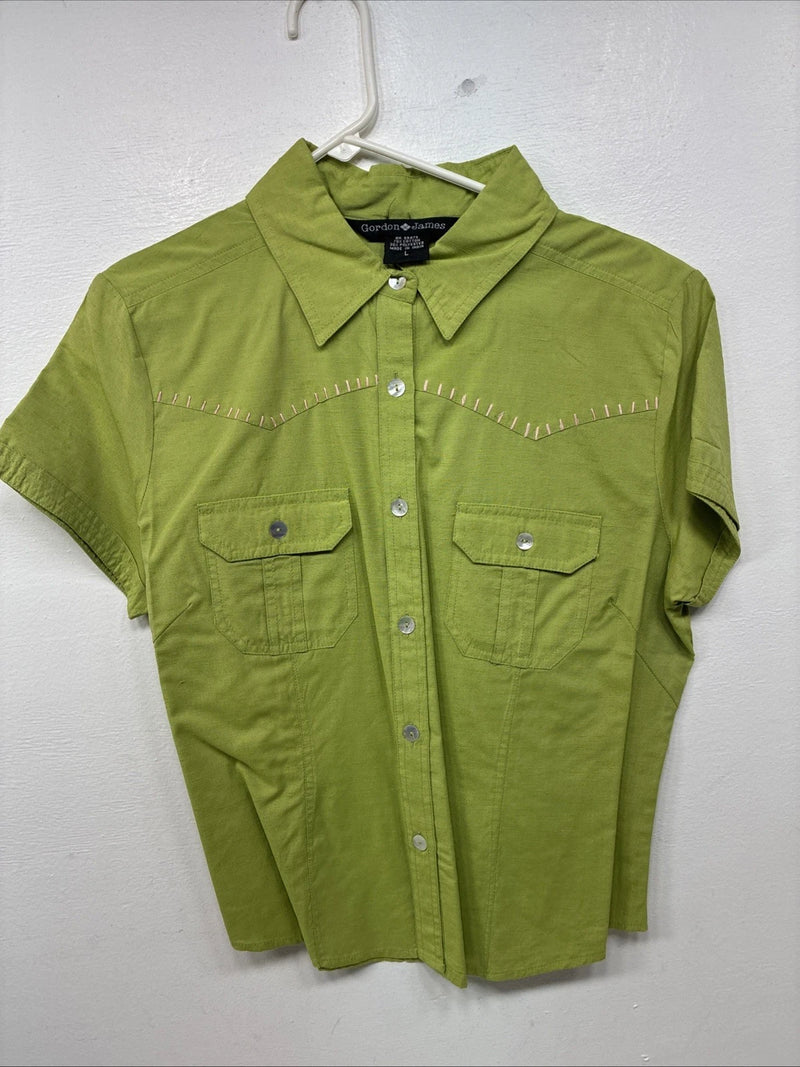 New Women’s Gordon James Green Short Sleeve Button Up Large KK-75