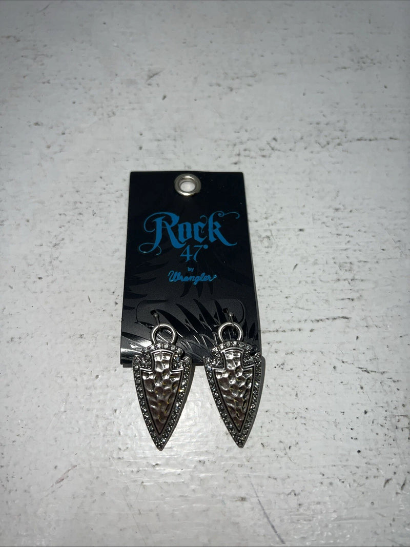 New Women’s Rock 47 Triangle Silver Dangle Earrings. ER2403R47 A-71