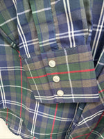 New Men’s ELY Plains Green Blue Plaid Long Sleeve Pearl Snap 16.5 Large Q-85
