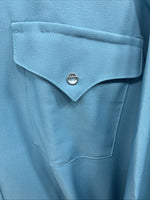 New Men’s Panhandle Slim Blue Long Sleeve Pearl Snap 16 X 34 Large M-30
