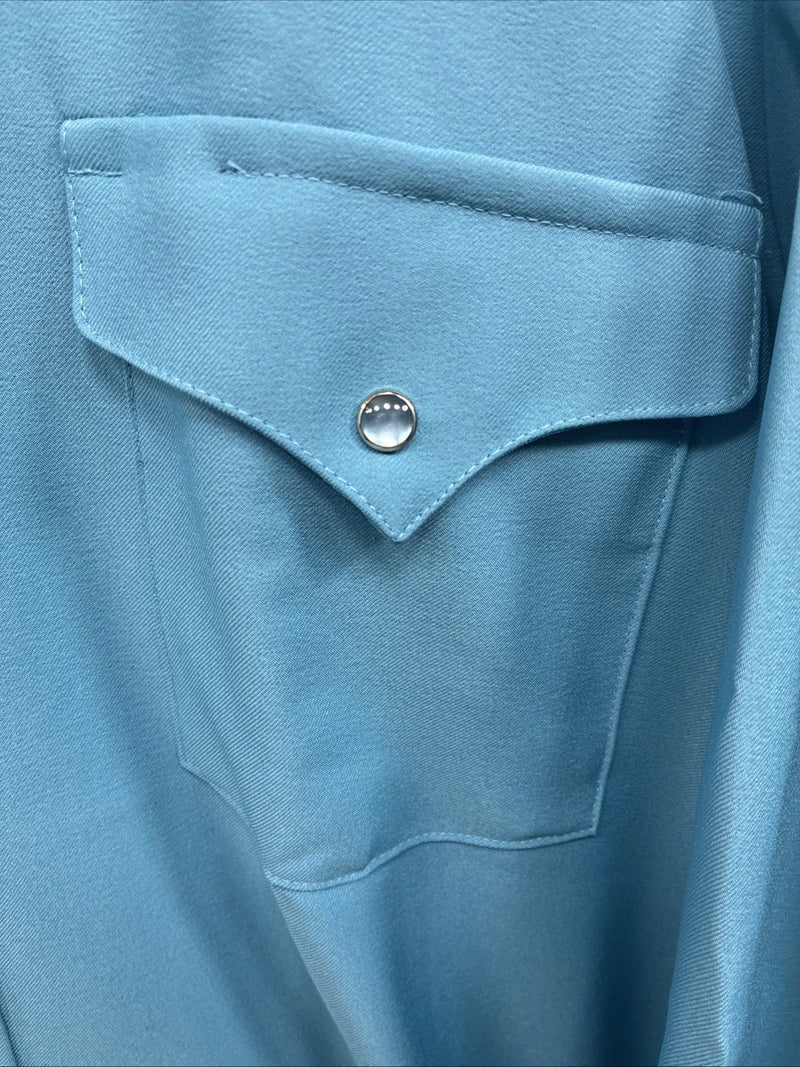 New Men’s Panhandle Slim Blue Long Sleeve Pearl Snap 16 X 34 Large M-30