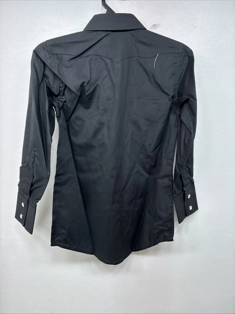 New Kids White Horse Black Long Sleeve Pearl Snap Size Small YY-67