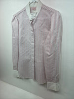 New Women’s H Bar C Pink Stripe Long Sleeve Button Up Size 36 LL-32