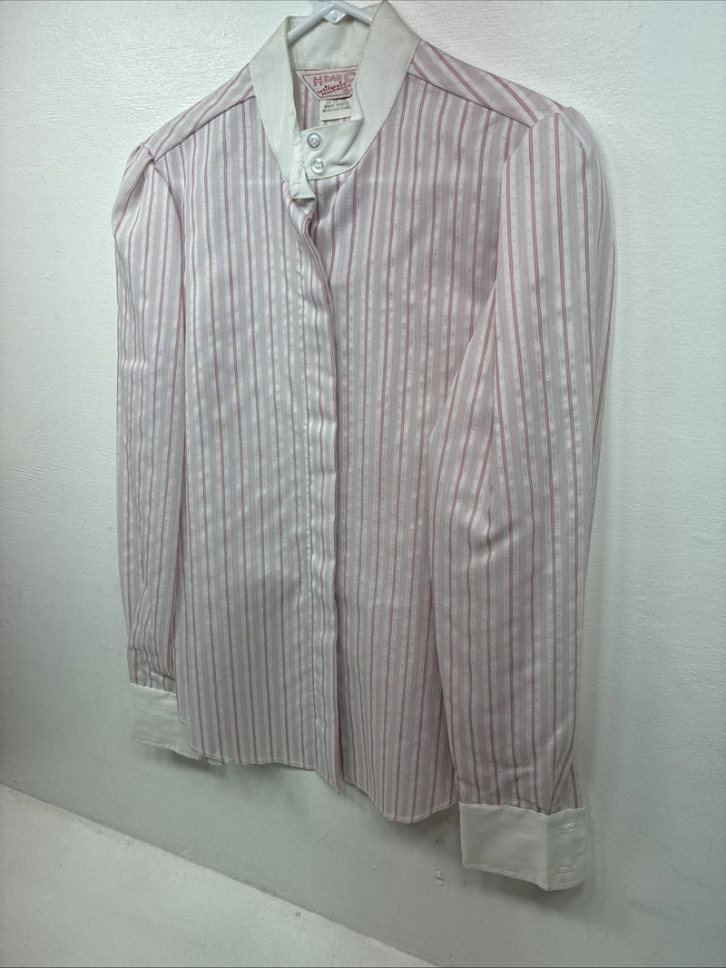 New Women’s H Bar C Pink Stripe Long Sleeve Button Up Size 36 LL-32