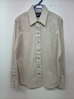 New Kids Panhandle Slim Tan Stripe Long Sleeve Pearl Snap Size 12 DD-104