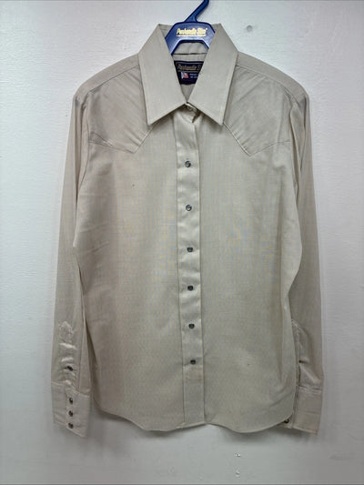 New Kids Panhandle Slim Tan Stripe Long Sleeve Pearl Snap Size 12 DD-104
