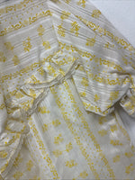 New Women’s White Yellow Design Short Sleeve Half Zip Size 40 TT-87
