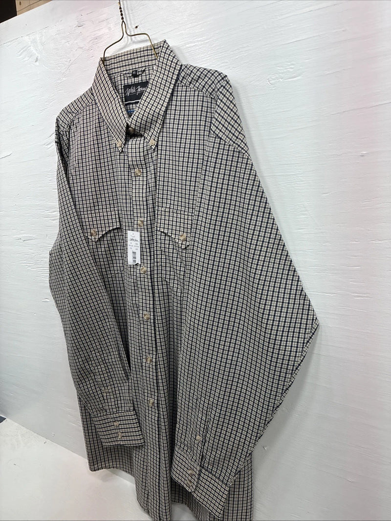 New Men’s White Horse Multicolor Plaid Long Sleeve Button Up Shirt XL M-91