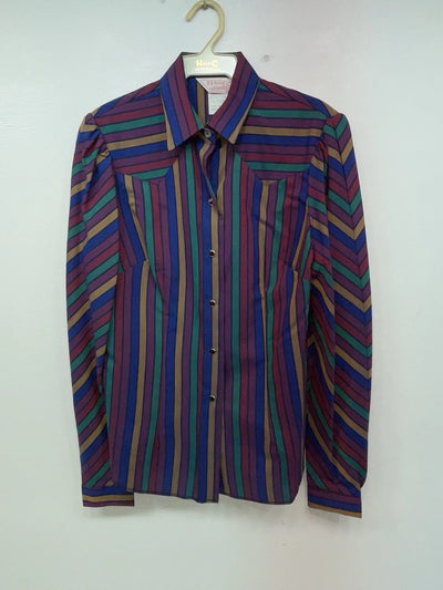 New Women’s Color Striped H Bar C Long Sleeve Button Up Shirt #20119 3B-38