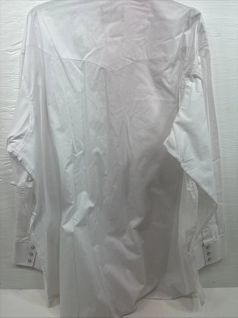 New Men’s White Horse White Long Sleeve Simple Pearl Snap 4XL J-48