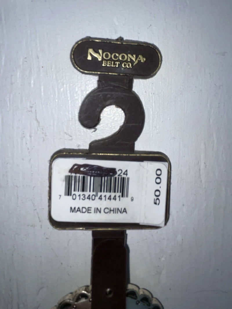 New Black Genuine Leather Nocona Silver Pendent 24” Belt #915 NN-33